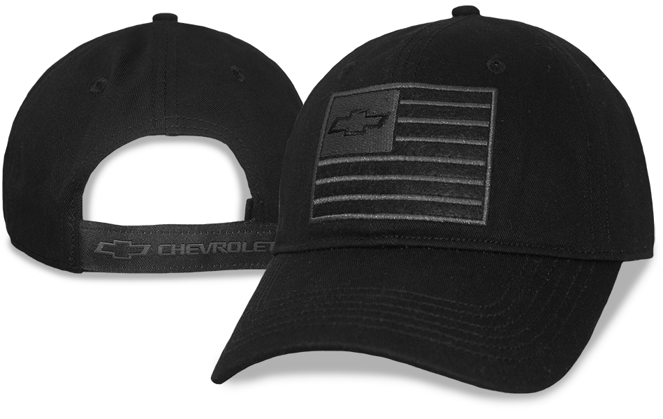 Chevrolet Black American Flag Bowtie Velcro Cap