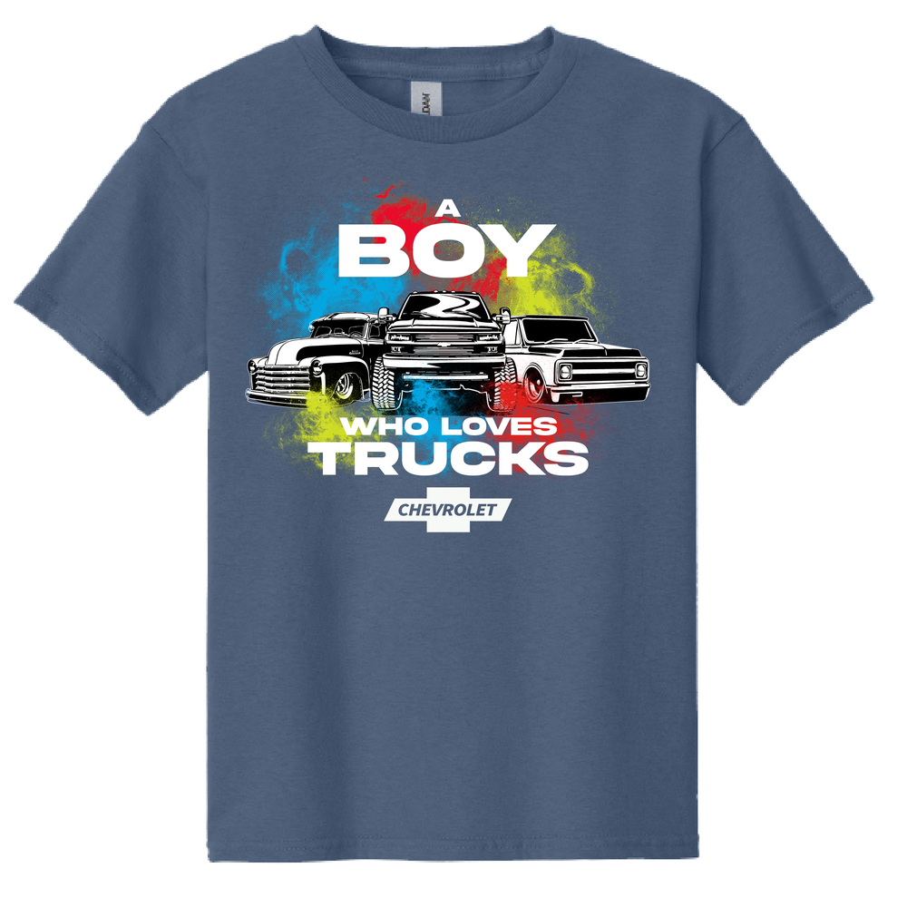 A Boy Who Loves Trucks Youth T-Shirt